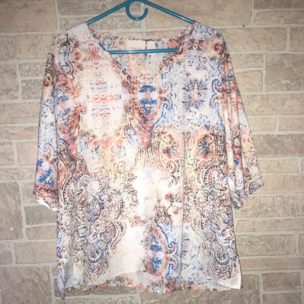 ✅Chico’s V Neck Short Sleeve Blouse